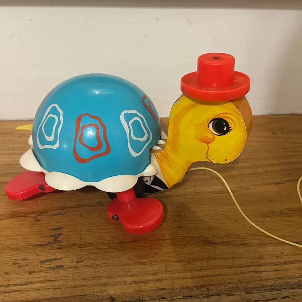Fisher-Price 1962 VINTAGE Blue and Yellow Learning Snail Toy